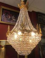 Kristallen kroonluchter / zakkroonluchter antiek barok goud, Ophalen of Verzenden