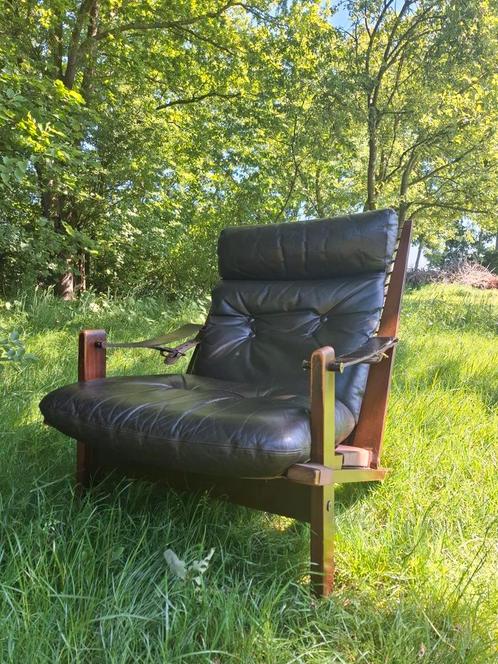 Unieke vintage design fauteuil midcentury safari chair, Huis en Inrichting, Fauteuils, Gebruikt, Ophalen of Verzenden