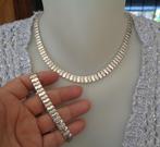 zilveren set ketting + armband mat/glans [709], Sieraden, Tassen en Uiterlijk, Kettingen, Verzenden, Nieuw, Zilver, Zilver