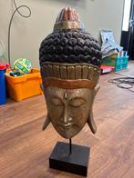 2x Decoratieve Boeddha Hoofden op Standaard, Antiek en Kunst, Ophalen of Verzenden