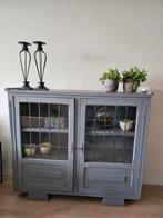 Grijs Vitrine kastje, Huis en Inrichting, Kasten | Vitrinekasten, Gebruikt, 100 tot 150 cm, 100 tot 150 cm, Glas met lood