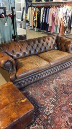 Chesterfield Bank met Voetenbank Bruin Leer Klassiek Design, Ophalen