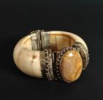Vintage etnische armband. Been, zilver, half edelsteen, Ophalen of Verzenden, Zo goed als nieuw, Zilver, Zilver