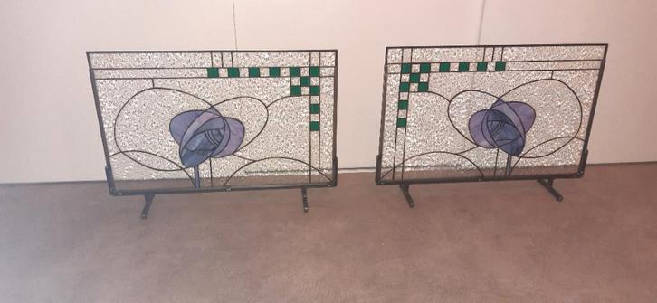 2 Tiffany voorzetramen met voet, Doe-het-zelf en Verbouw, Glas en Ramen, Zo goed als nieuw, Gevelraam of Ruit, Minder dan 80 cm