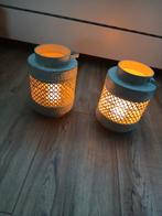 ijzeren windlicht wit 2 x, Ophalen, Gebruikt, Metaal