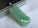 Natuurlijk jade jadeiet hanger( FEI CUI) in bloemenmotief, Verzenden, Nieuw, Met edelsteen, Groen