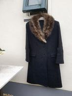 Vintage mantel met bontkraag maat S, Ophalen of Verzenden, Zo goed als nieuw, Maat 36 (S), Zwart