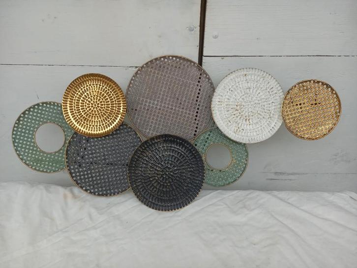 Abstracte Metalen Wanddecoratie - Cirkels, Huis en Inrichting, Woonaccessoires | Wanddecoraties, Nieuw, Ophalen