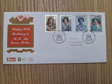 postzegel engeland envelop 90e verjaardag queen mother beschikbaar voor biedingen