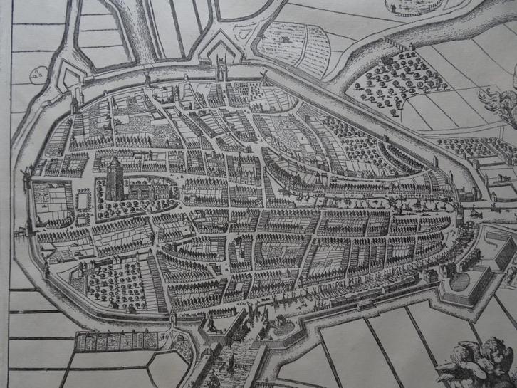 gravure plattegrond Zierikzee, Zeeland, Jan Luyken, 19e eeuw, Antiek en Kunst, Kunst | Etsen en Gravures, Verzenden