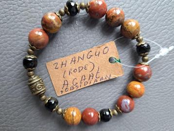 787 Edelsteen armband Zhanguo (rode) Agaat & Obsidiaan-10mm beschikbaar voor biedingen