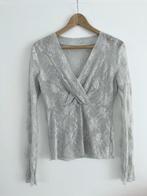 Kanten top met bloemen Zara semi-transparant grijs blauw, Maat 38/40 (M), Ophalen of Verzenden, Zo goed als nieuw, Lange mouw