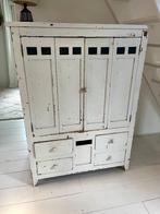 Antieke / vintage witte, houten kast met deurtjes en planken, Antiek en Kunst, Antiek | Meubels | Kasten, Ophalen