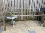 RVS Tafelonderstel 210-220x80-90, Ophalen of Verzenden, Gebruikt, Rechthoekig, Rvs