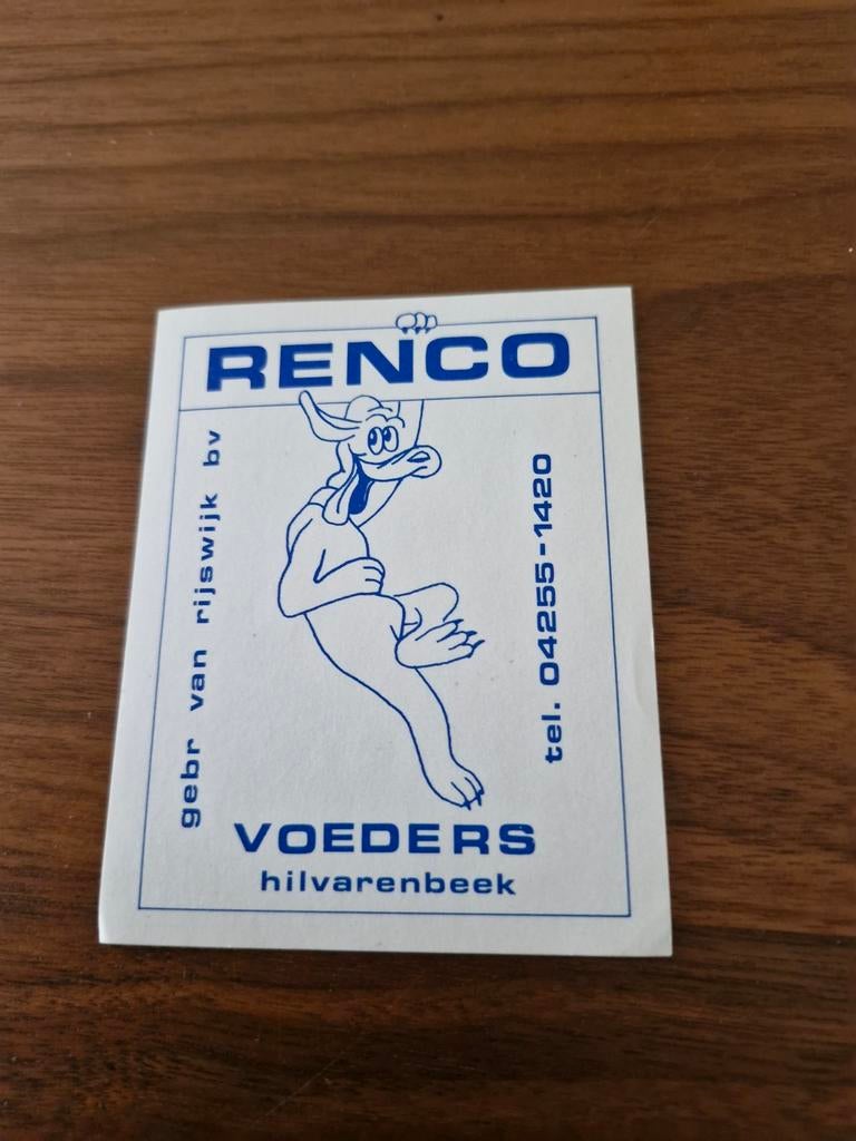 5930 Vintage RENCO Voeders Reclame Sticker, Ophalen of Verzenden