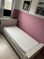 1 persoons bed inc. M-Line matras en lattenbodem, Huis en Inrichting, Slaapkamer | Bedden, 90 cm, Eenpersoons, Wit, Zo goed als nieuw
