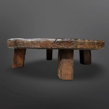 Grote brutalist wabi sabi salontafel massief hout artisan