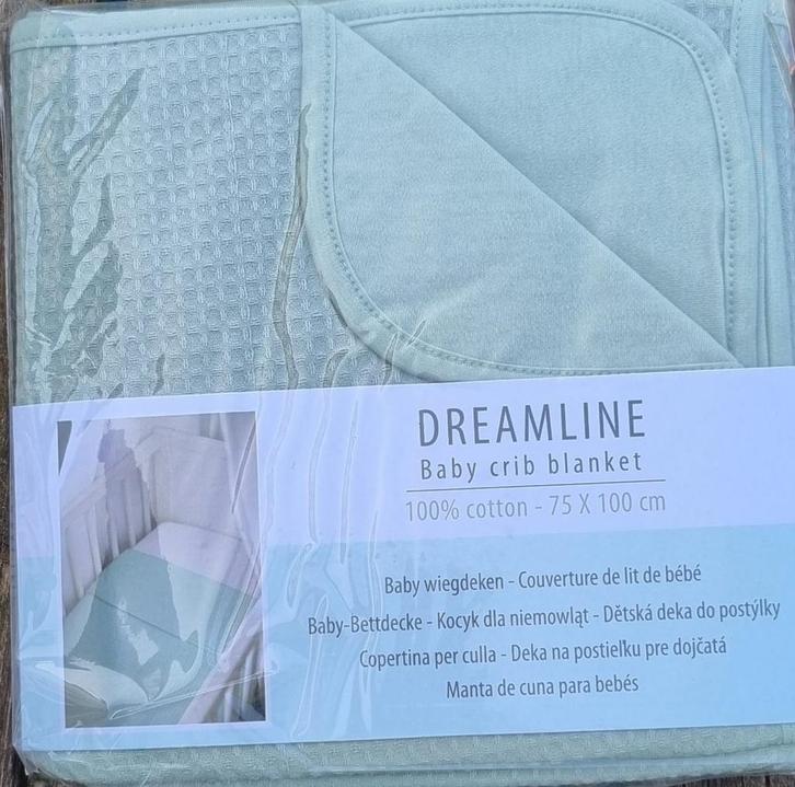 Nieuwe Dreamline baby wiegdeken mintgroen 100% katoen, Kinderen en Baby's, Dekens, Slaapzakjes en Inbakerproducten, Nieuw, Deken