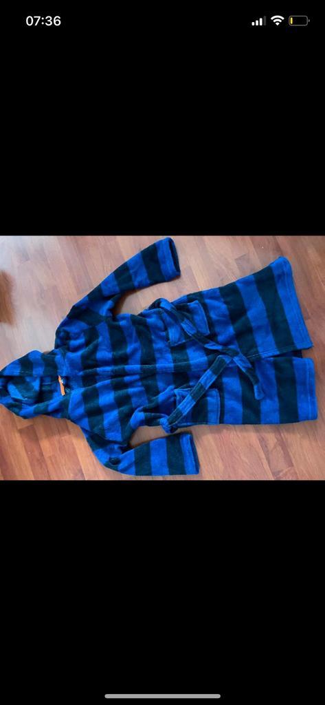Ochtendjas badjas blauw met zwart maat 134/140, Kinderen en Baby's, Kinderkleding | Maat 140, Jongen of Meisje, Broek, Ophalen of Verzenden