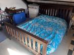 Houten bed lits jumeaux 200cm x 155 cm, Gebruikt, Bruin, Ophalen of Verzenden, Twijfelaar