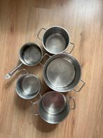 Rvs kookpannen + 3 deksels, Huis en Inrichting, Keuken | Potten en Pannen, Ophalen, Gebruikt, Rvs, Pannenset
