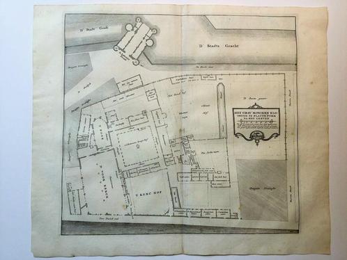 Amsterdam, gravure, plattegrond klooster, minderbroeders1760, Antiek en Kunst, Kunst | Etsen en Gravures, Verzenden