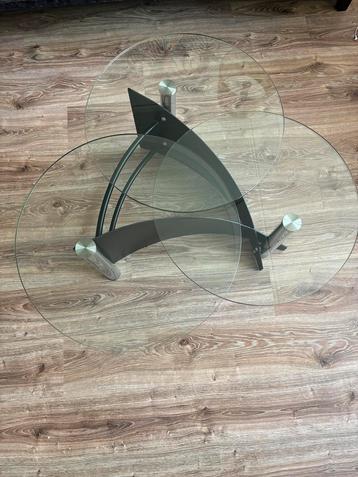 Design salontafel – glas en metaal/chroom – draaibare bladen beschikbaar voor biedingen