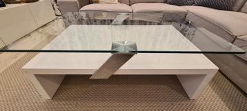 Hoogwaardige design salontafel, hoogglans, met schuifglas beschikbaar voor biedingen