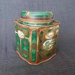 Vintage D.E. PICKWICK groen/gouden theeblik, Ophalen of Verzenden, Gebruikt, Thee, Pickwick