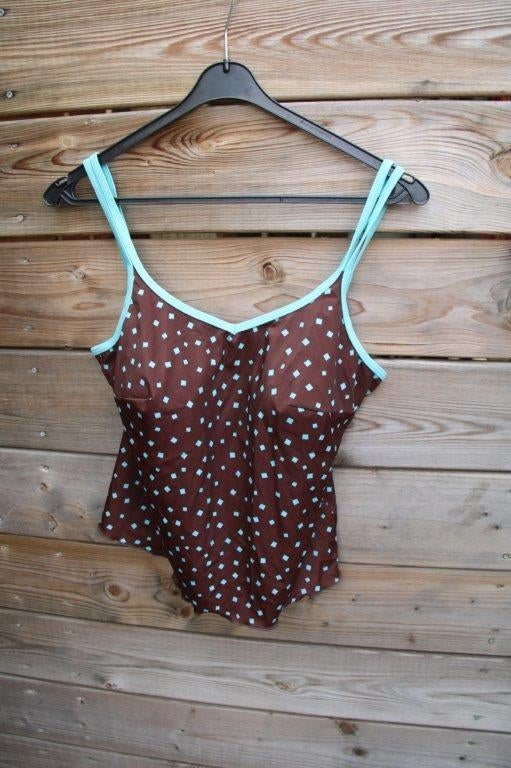 Tankini bruin/ aqua Amoena mt 42B cup 2 broekjes Vaste prijs, Overige typen, Bruin, Verzenden, Amoena