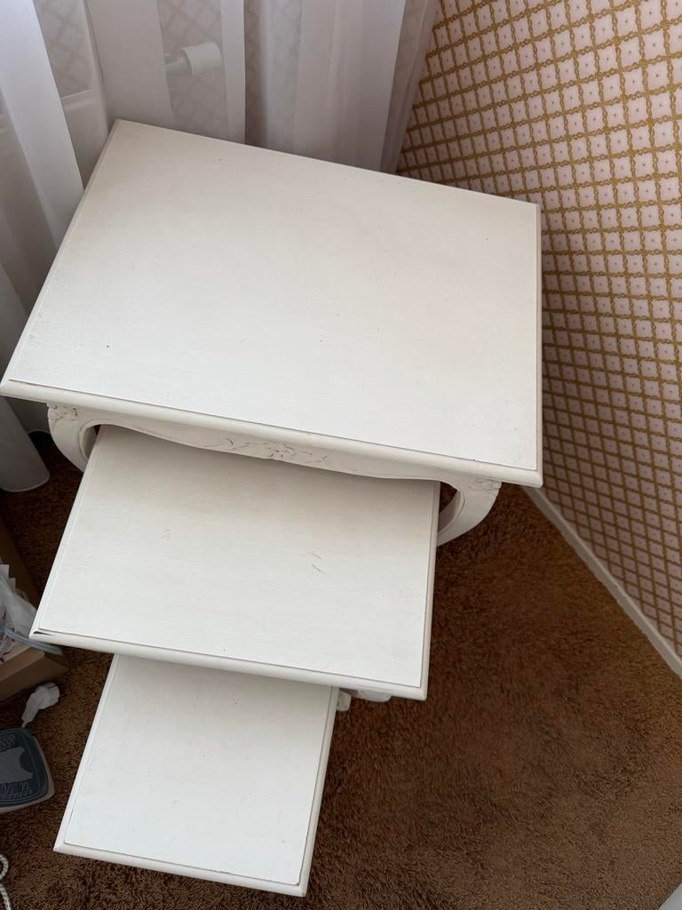 White wash bijzet tafels, Gebruikt, 55 tot 75 cm, Rechthoekig, Hout