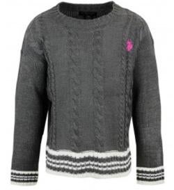 Maat 116 Grijze gebreide US Polo Assn. trui NIEUW (10630), Kinderen en Baby's, Kinderkleding | Maat 116, US Polo Assn., Meisje