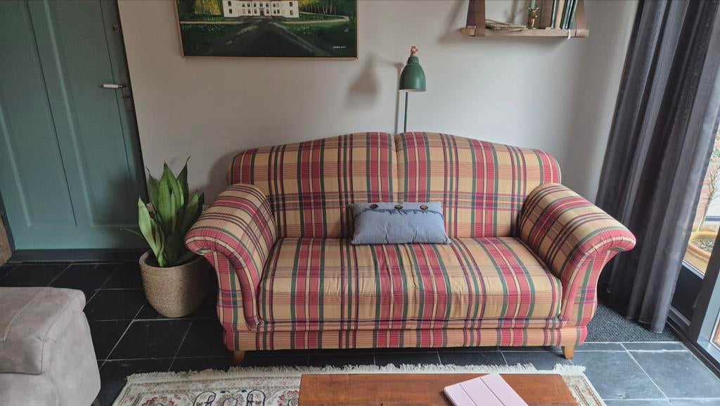 Geruite bank zo goed als nieuw - 185x85 cm, Ophalen, 150 tot 200 cm, Driepersoons, 75 tot 100 cm