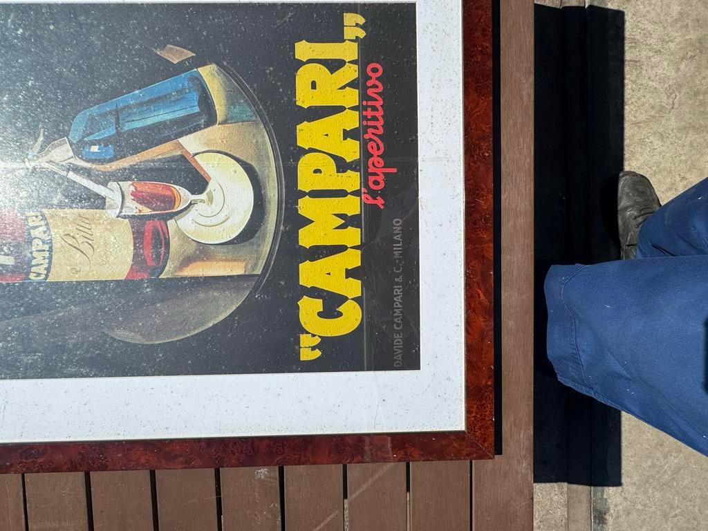 Vintage Campari L'Aperitivo Poster - Marcello Nizzoli 1926, Met lijst, Ophalen of Verzenden, A1 t/m A3, Reclame