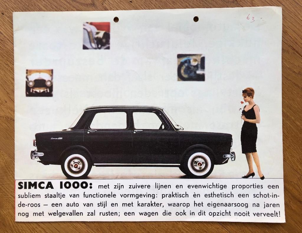 Simca 1000 folder 1961, Boeken, Auto's | Folders en Tijdschriften, Zo goed als nieuw, Overige merken, Verzenden