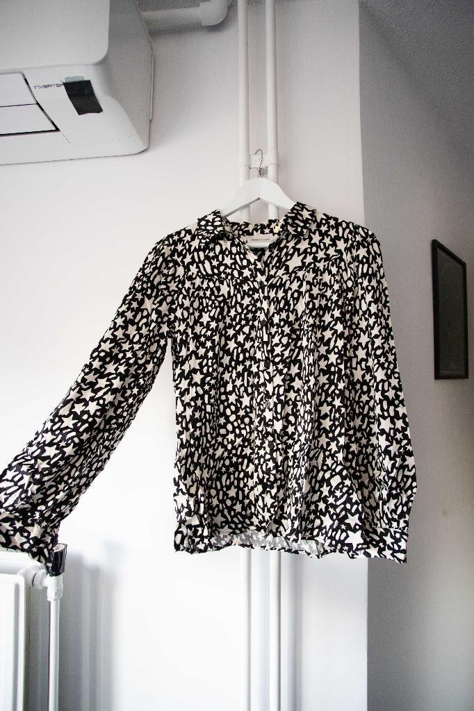 Zwarte blouse met wit patroon Fabienne Chapot maat 36, Zwart, Ophalen of Verzenden, Zo goed als nieuw, Fabienne Chapot