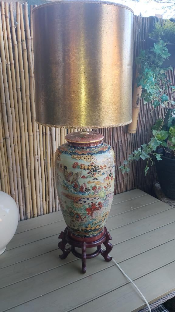 Japanse porseleinen Satsuma handgeschilderde lamp XL, Ophalen of Verzenden