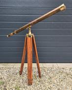 Antieke Messing Telescoop met Houten Statief, Ophalen, Gebruikt, Lenzentelescoop (refractor), Met statief