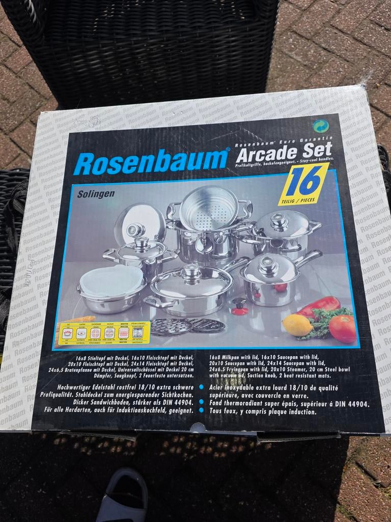 Rosenbaum Arcade Set 16-delige pannenset, Huis en Inrichting, Ophalen, Nieuw, Pannenset, Rvs