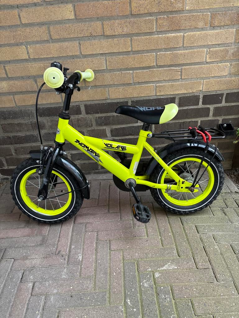 Kinderfiets 12 inch - Geel/Zwart - Thom Bike, Ophalen of Verzenden, Gebruikt, Minder dan 16 inch