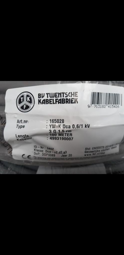 Ymvk 3x1,5 100 meter, Ophalen, Nieuw, Kabel of Snoer