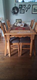 Eiken eethoek met glazen blad en 4 stoelen - zgan, Ophalen, Glas, 100 tot 150 cm, 50 tot 100 cm