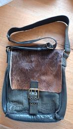 Leren tas vintage met koeienhuid zwart, Ophalen of Verzenden