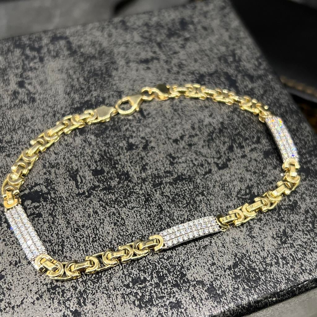 14 karaat gouden armband platte koningsschakel, Ophalen of Verzenden, Nieuw, Goud