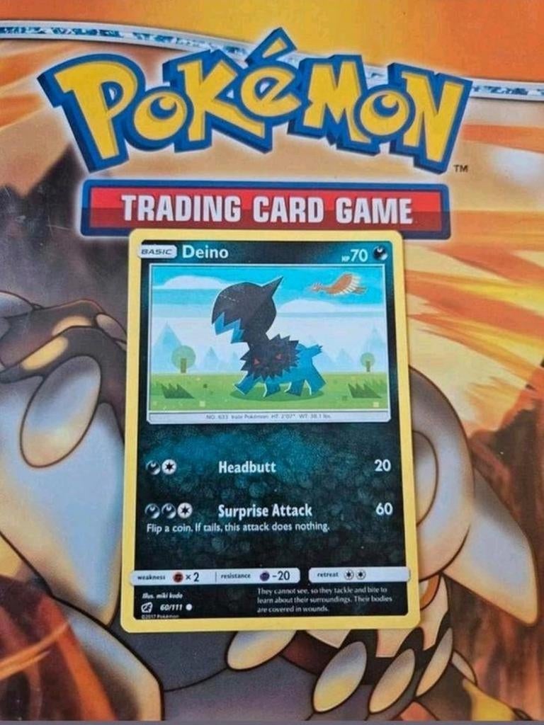 Deino 60/111 Sun&Moon Crimson Invasion pokemon kaart nm, Ophalen of Verzenden, Zo goed als nieuw, Losse kaart