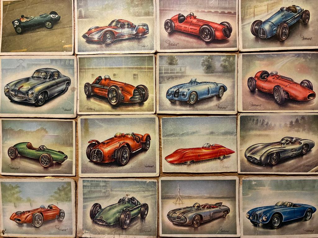 Plaatjes oude race-auto's - Full Speed Virginia Cigarettes, Ophalen of Verzenden, Gebruikt, Auto's