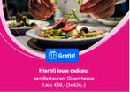 3 restaurant diner cheques, Twee personen, Cadeaubon