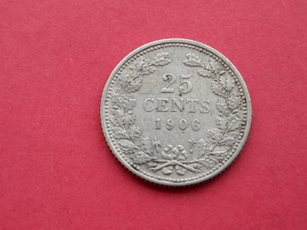 25 cent 1906, Postzegels en Munten, Munten | Nederland, Zilver, 25 cent, Ophalen of Verzenden, Koningin Wilhelmina