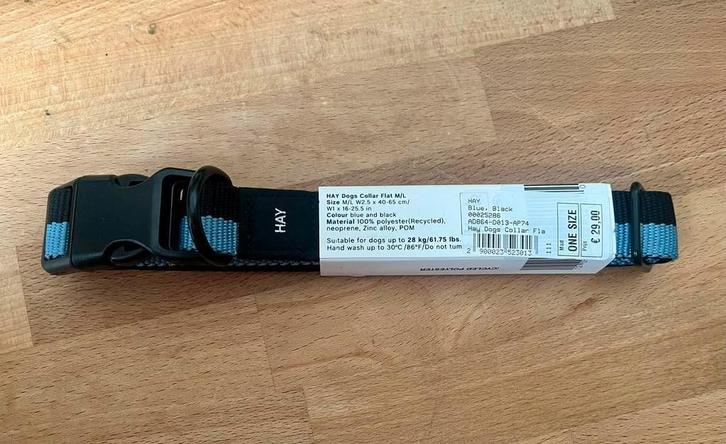 Hay dogs collar flat medium Large blue black hond halsband, Dieren en Toebehoren, Hondenhalsbanden en Penningen, Nieuw, Verzenden