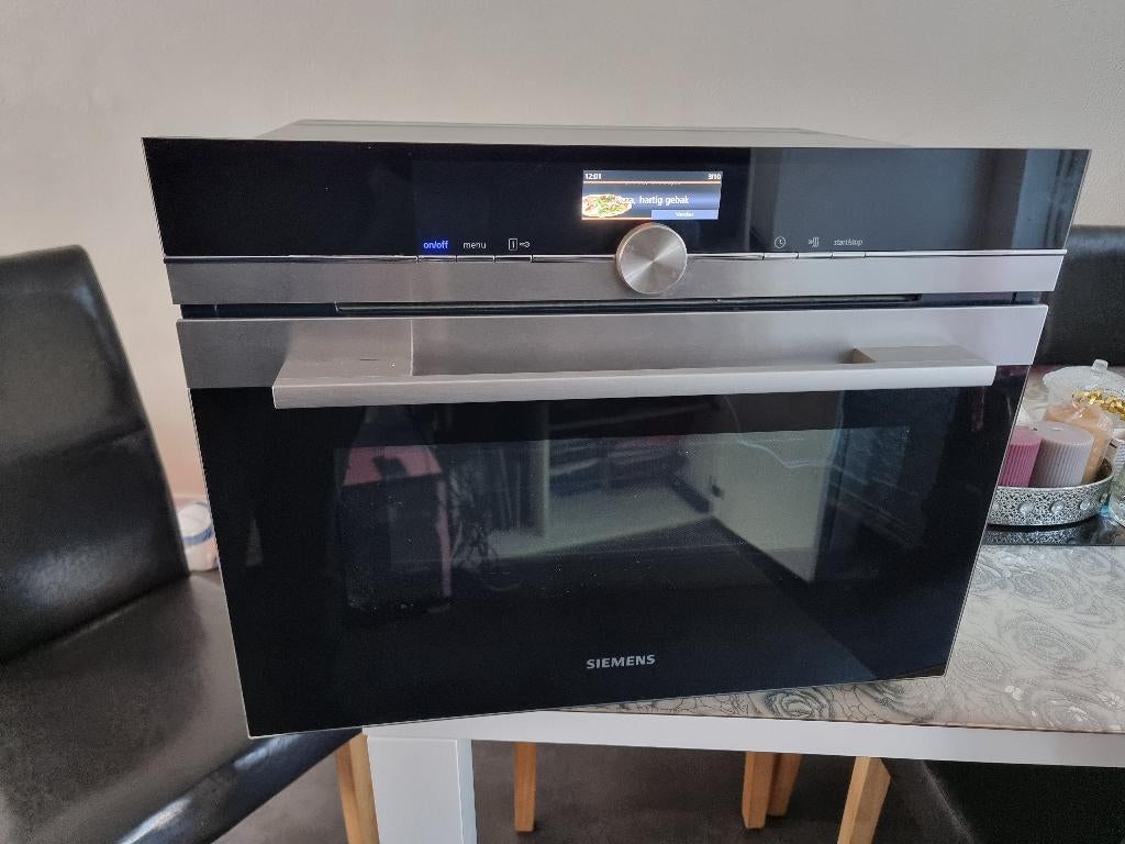 Prachtige Siemens combi oven met magnetron typenr CM656GBS1, Gebruikt, Oven met grill, Inbouw, Hete lucht